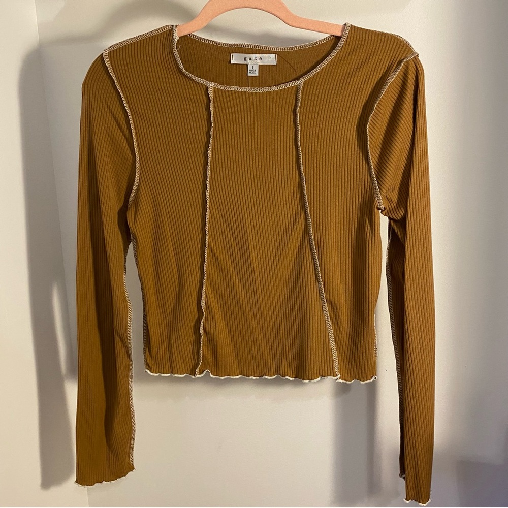 NWT Gaze DTLA Long Sleeve Ribbed Top Sz S